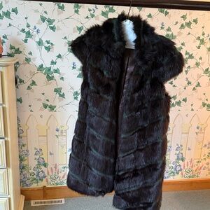 Fabulous Furs Luxurious Dark Faux Fur Vest